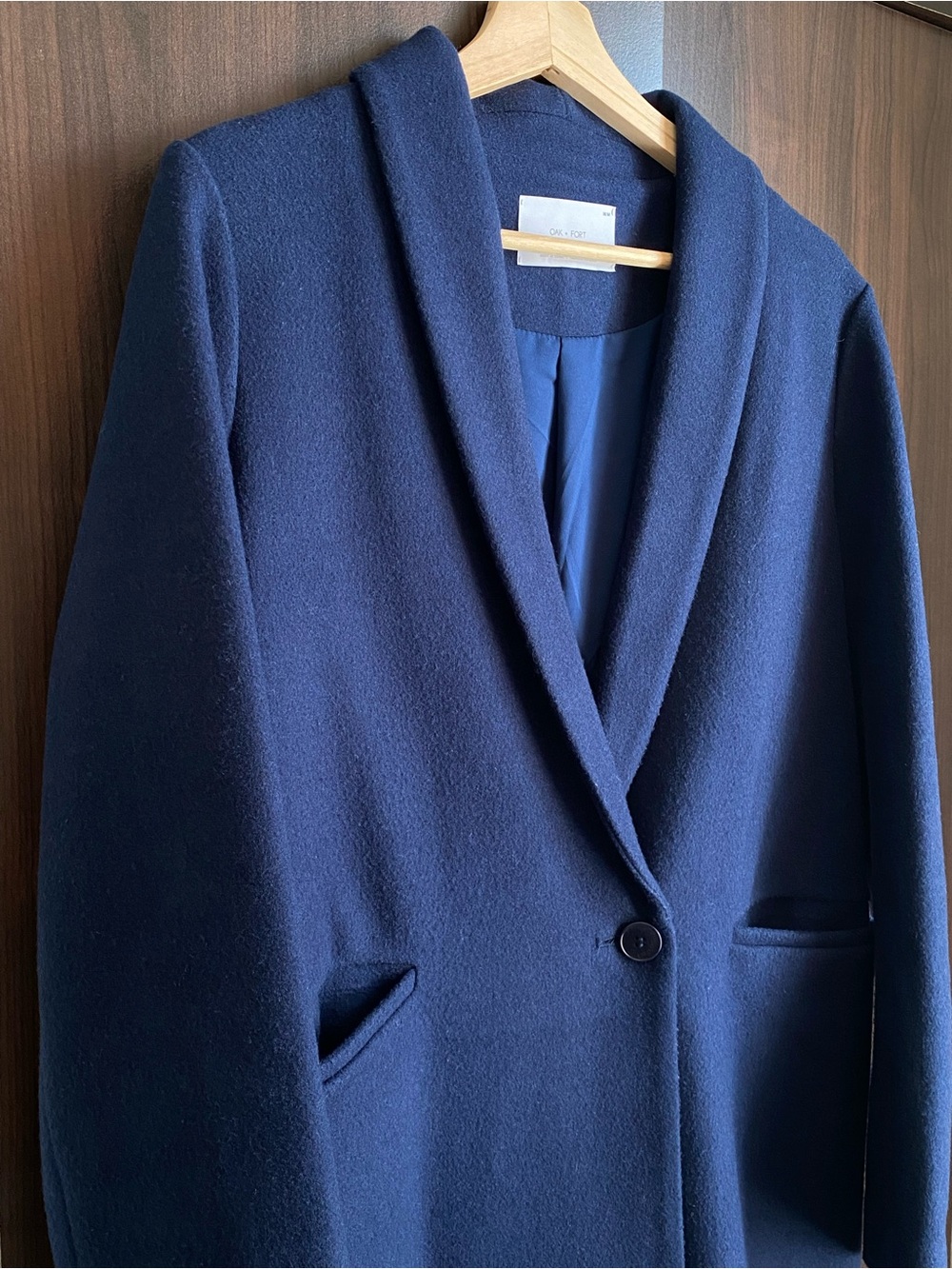 Oak + Fort Men's Navy Blue Wool Blend Coat - Size: Medium